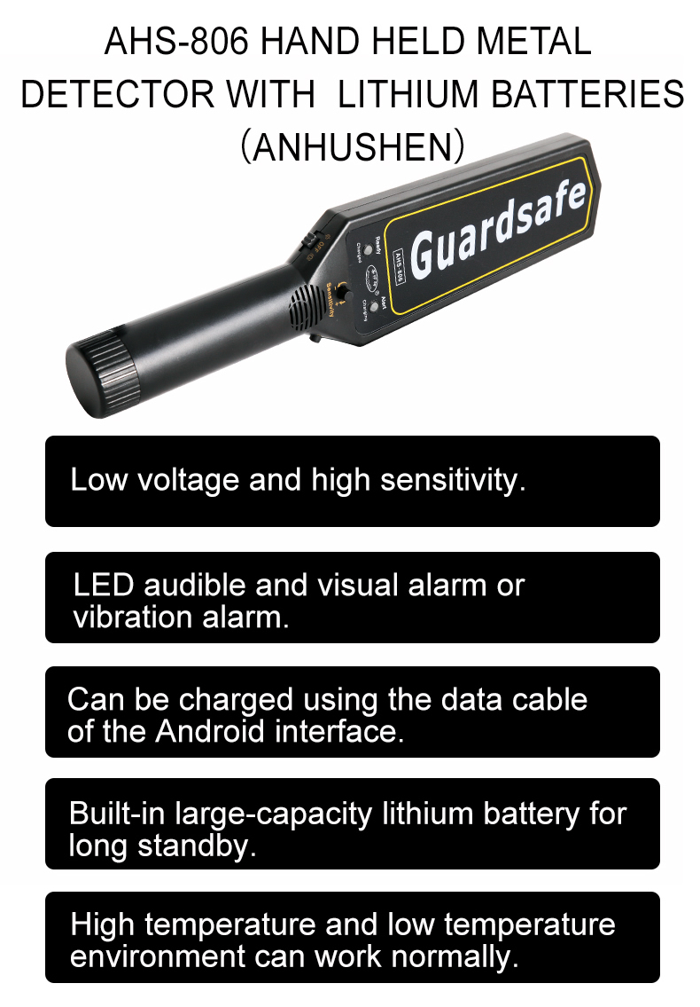 Ahs 806 Hand Held Super Scanner Metal Detector With Lithium Battery China Junhong Electronic Technology